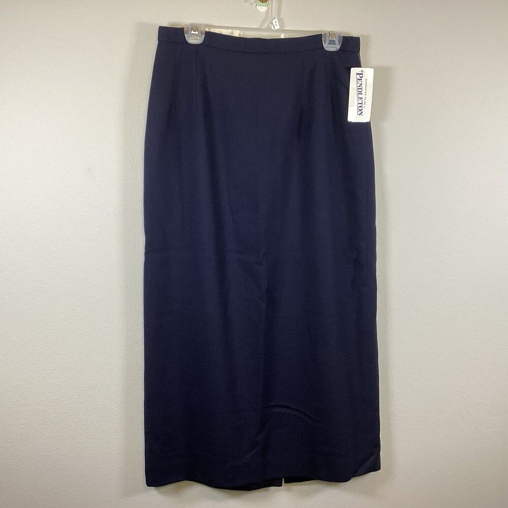 VTG NWT Pendleton 100% Virgin Wool Long Pencil Skirt Women's Size 12 Navy Blue